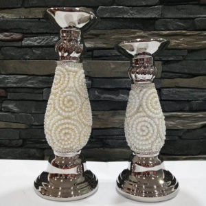 SETX2 CANDELABROS PLATEADO 30CM Y 34CM MONTEFIORI
